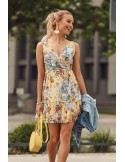 Casual dress tied on the shoulders, yellow PR3206 - Online store - Boutique